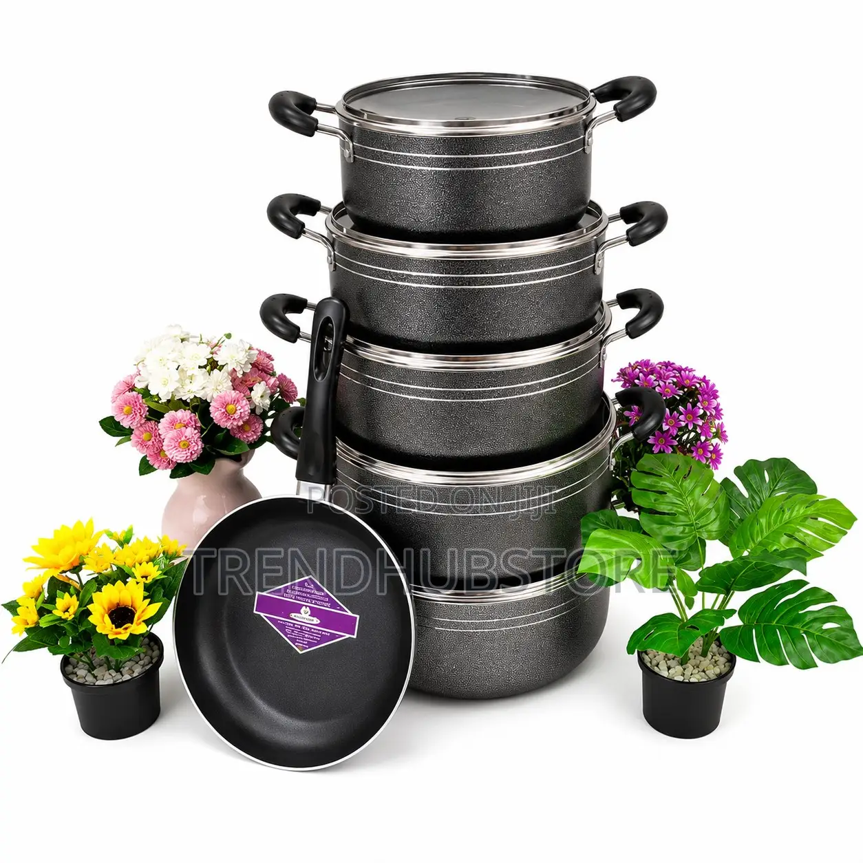 TC Premium 14PCS Granite Non-Stick Cooking Pot Set + FREE Gift