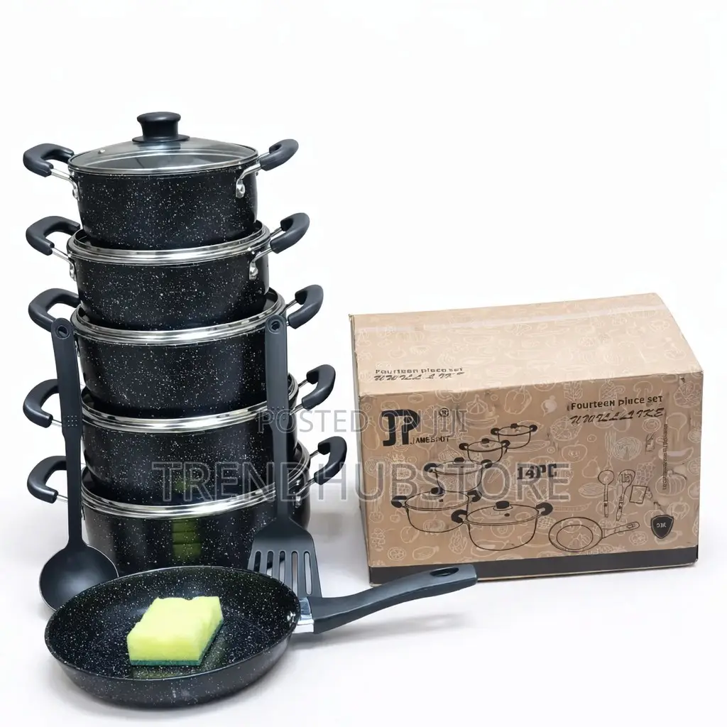 14PCS Heavy Non-Stick Granite Cooking Pot Set + FREE Gift