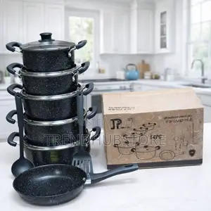 14PCS Heavy Non-Stick Granite Cooking Pot Set + FREE Gift
