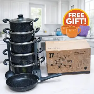 14PCS Heavy Non-Stick Granite Cooking Pot Set + FREE Gift