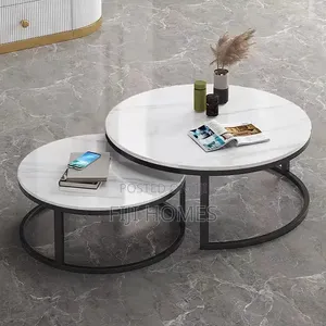 Pure Marble Nesting Tables Set | White | 2pc