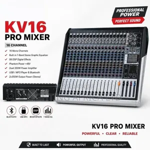 Pro Mixer Kv16 Proffesional Powered Mixer With USB and Bluetooth