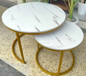 WHITE Nesting Coffee Table Marble Effect (MDF)