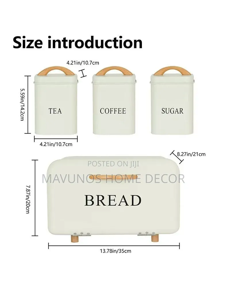 Bread Storage Box With Sugar Tea Coffe Cannister