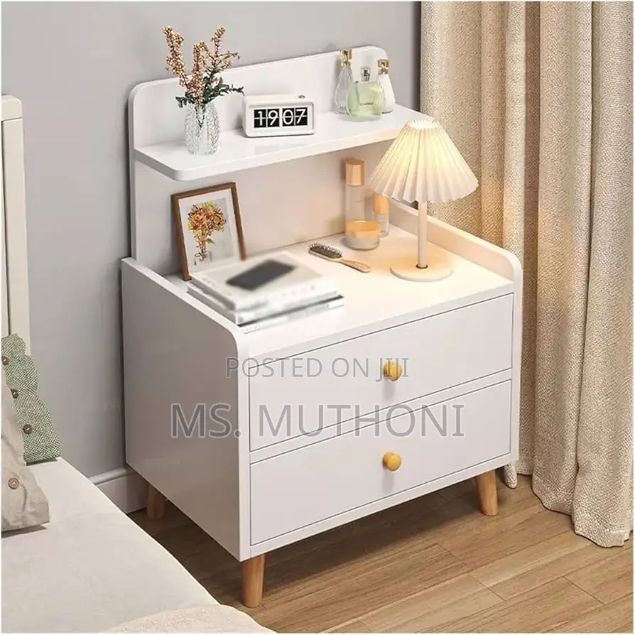 DIY White Bedside Table With 2 Drawers a Shelf