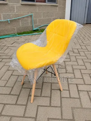 Yellow Eames Dining Chair With Wooden Leg