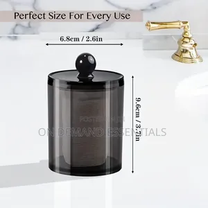 *10 Oz Bathroom Jar New Plastic Black Storage