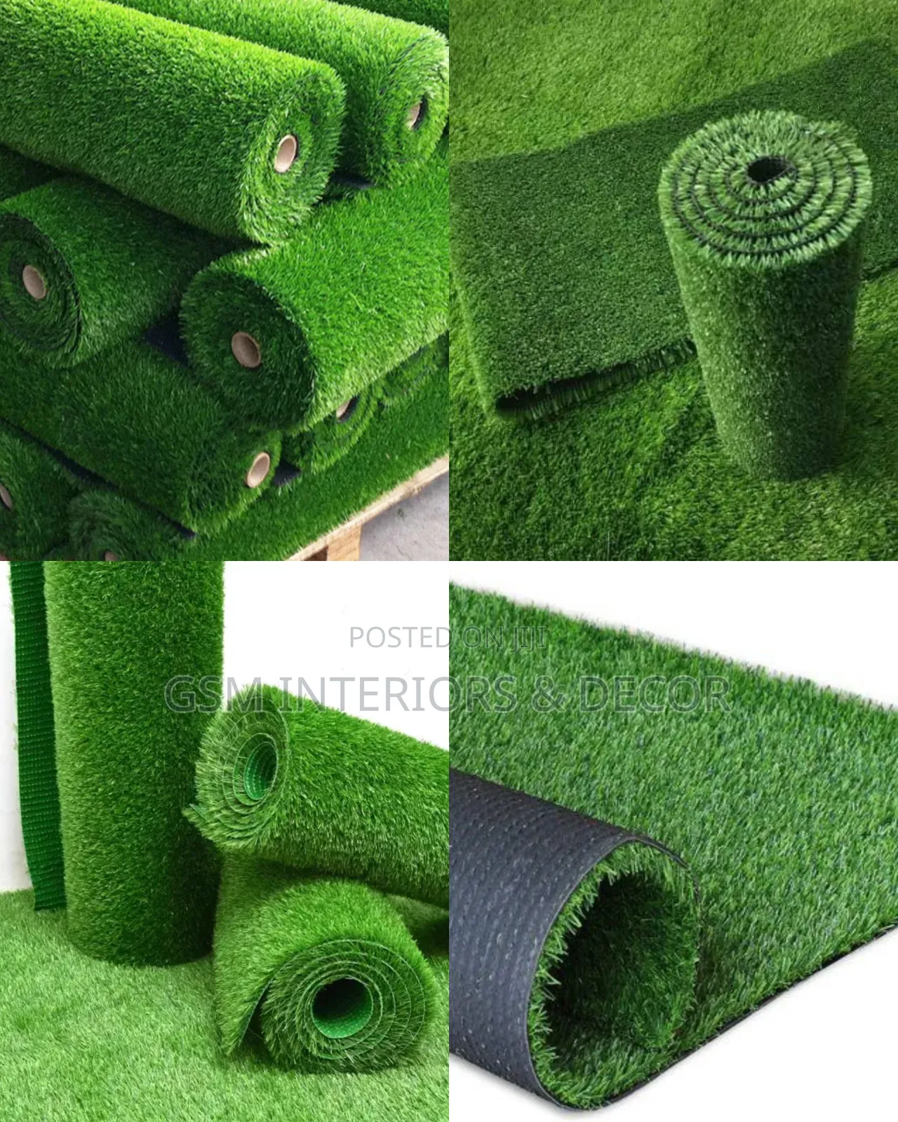 Artificial Green Grass Carpets With Coal Black Back
