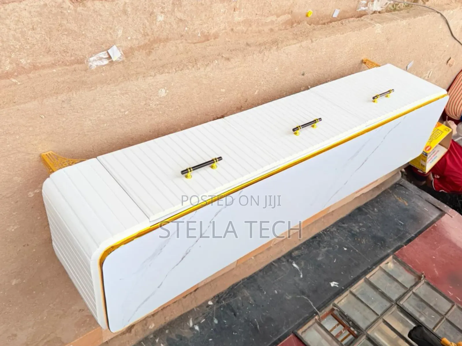 Executive Box TV Stand With Marble Top