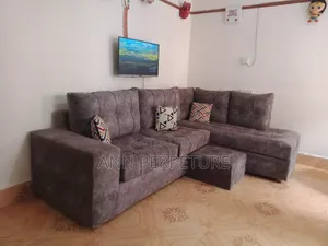5-Seater Gray L-Shaped Sofa