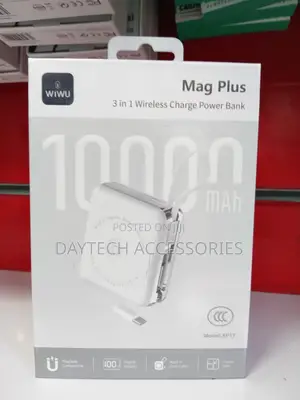 WiWU 3-in-1 Magnetic Wireless Power Bank With Built-in Cable 10000mAh