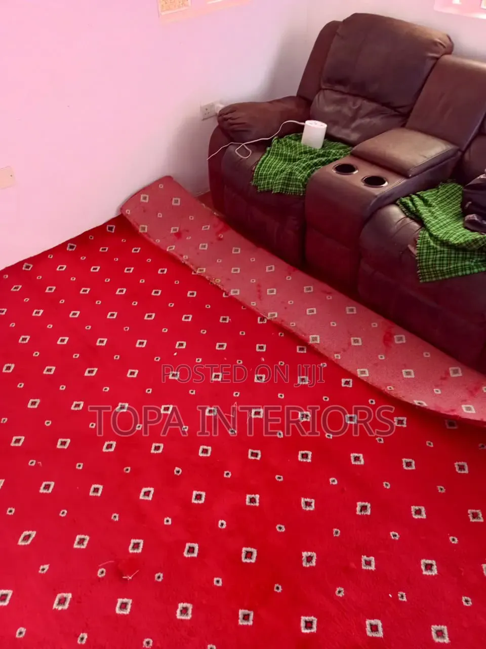 Red Executive Living Room Floor Wall to Wall Carpets
