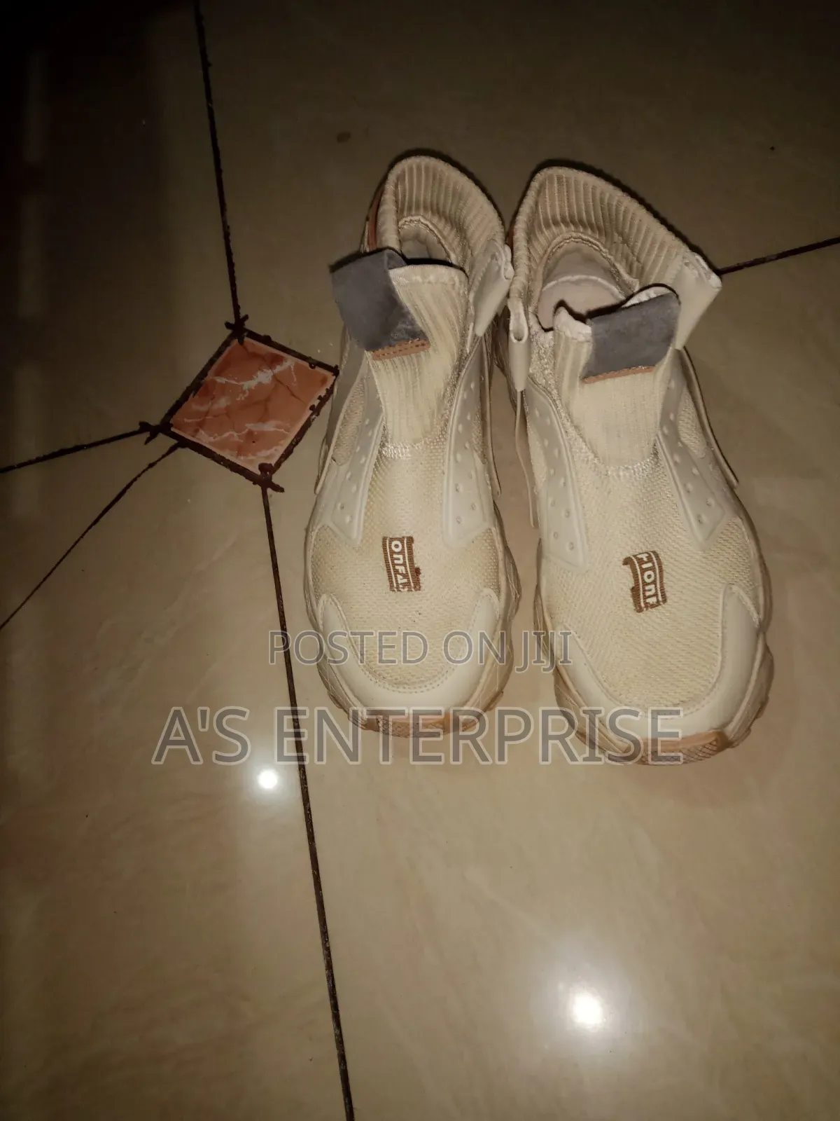 Beige High-Top Chunky Sneakers