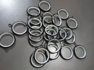 Circle Black Metal Curtain Rings With Plastic Rubber