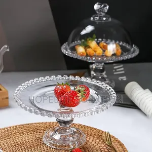 Glass Base Acrylic Cover Household Fruit or Snack Plate Food Cover