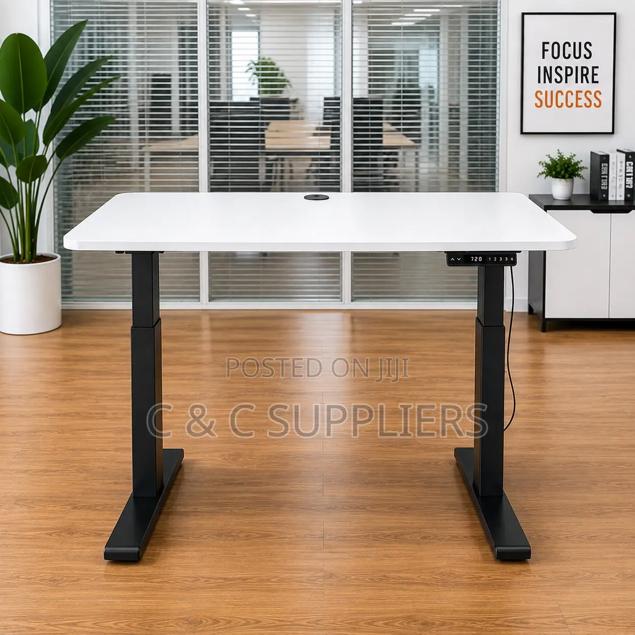 Black Height Adjustable Home Desk-120cm