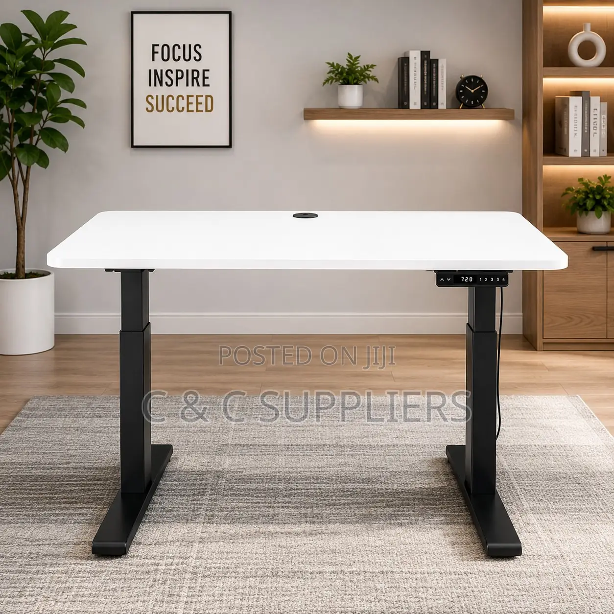 Black Height Adjustable Home Desk-120cm