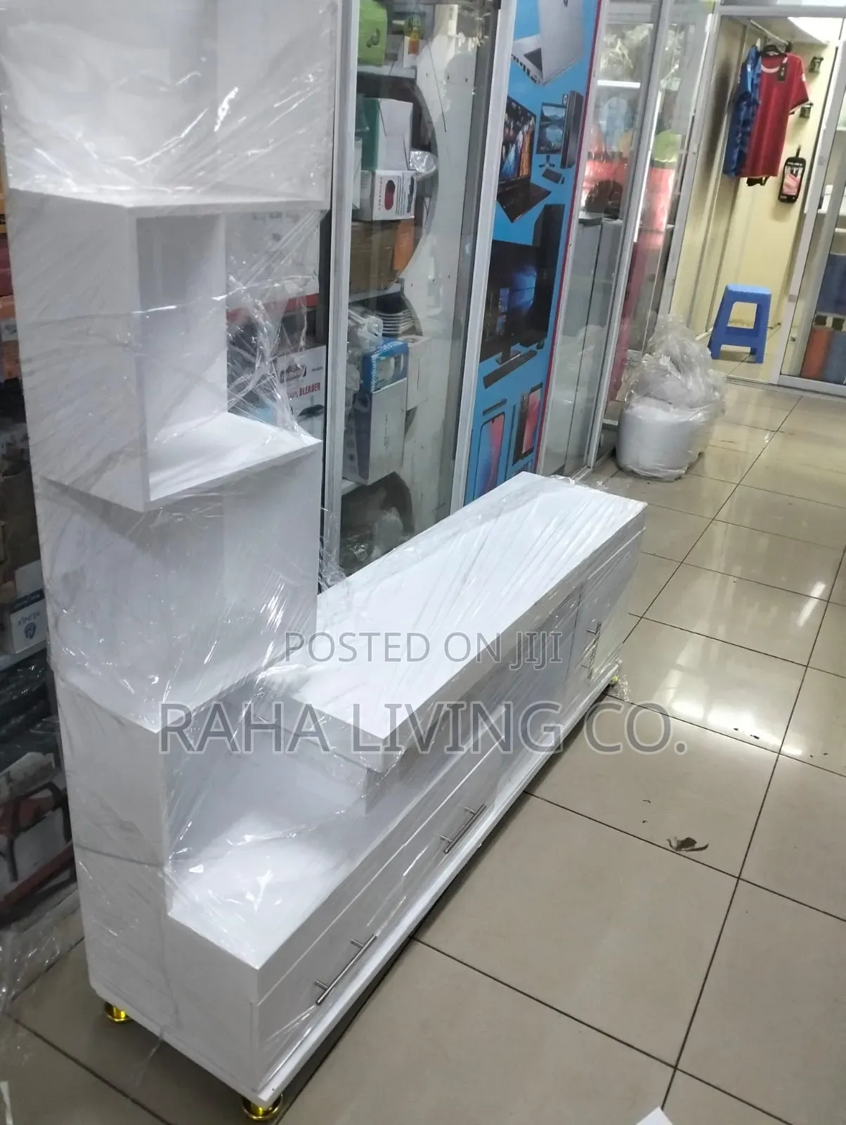 TV Stand With LED Lights | Black White | Built-in Decor