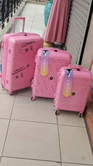 Large 3 Piece Rubber Suitcase Set With 360° Spinner Wheels