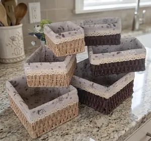 Woven Basket Storage Organizer Set of Three