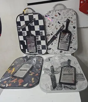 *Chopping Board Set 3 in 1 37X24 Cm With Knife and Grater