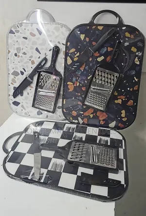 *Chopping Board Set 3 in 1 37X24 Cm With Knife and Grater