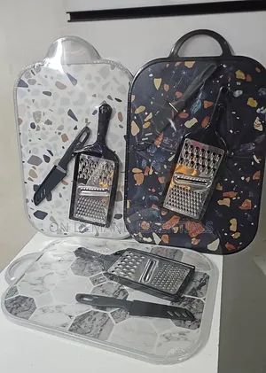*Chopping Board Set 3 in 1 37X24 Cm With Knife and Grater