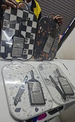 *Chopping Board Set 3 in 1 37X24 Cm With Knife and Grater