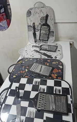 *Chopping Board Set 3 in 1 37X24 Cm With Knife and Grater