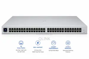 USW-48-PoE 48-Port, (32) GbE, PoE+ RJ45 Ports, (16) GbE RJ45 Ports,