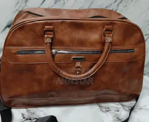 Brown Leather Duffle Travel Bag