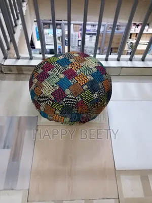 Round Puffy African Print Floor Poufs