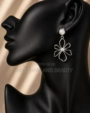 Modern Silver Floral Pearl Earrings | Statement | Women's Jewelry