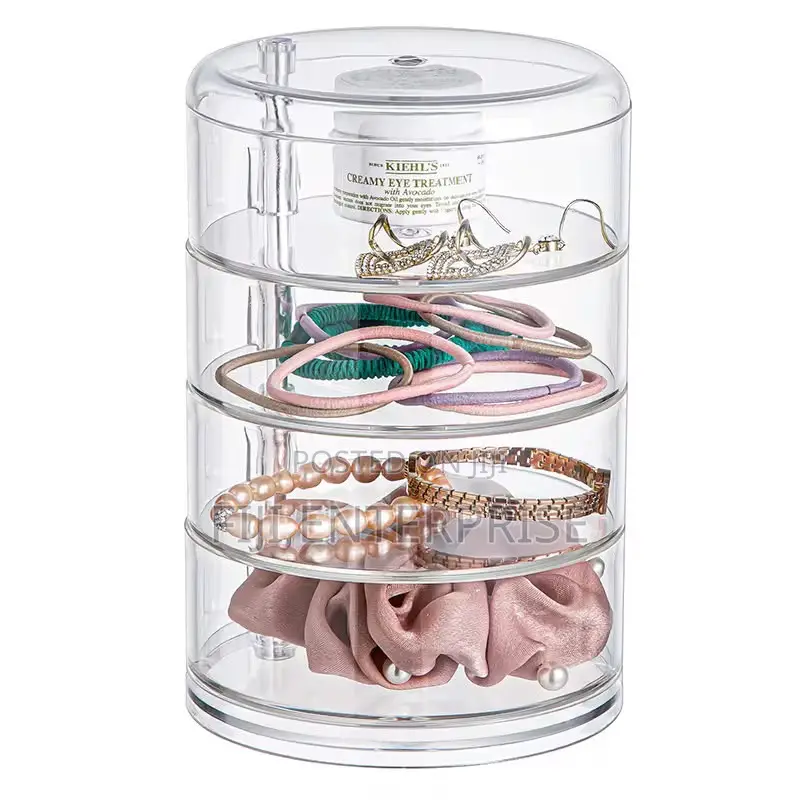 4-Layer Rotating Transparent Acrylic Jewelry Storage Organizer