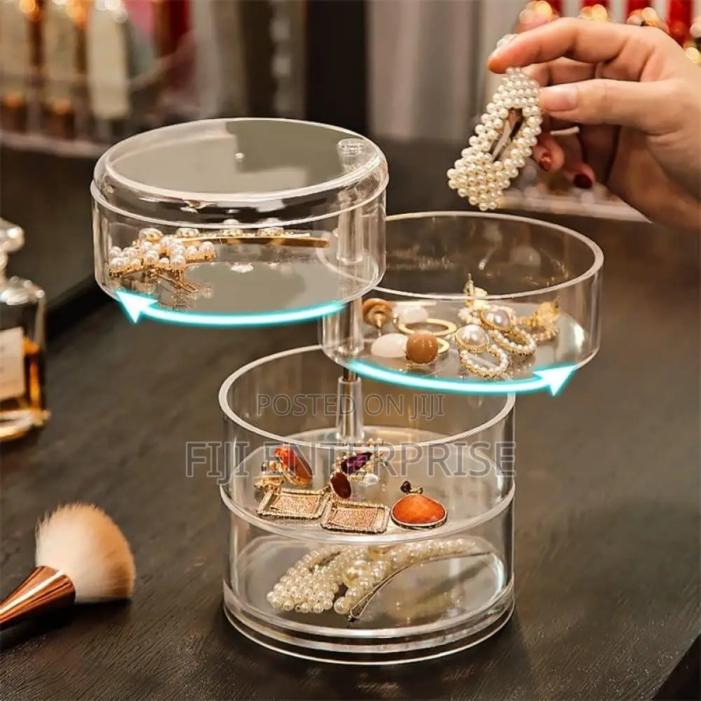 4-Layer Rotating Transparent Acrylic Jewelry Storage Organizer