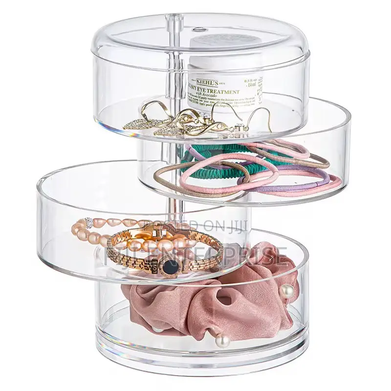 4-Layer Rotating Transparent Acrylic Jewelry Storage Organizer