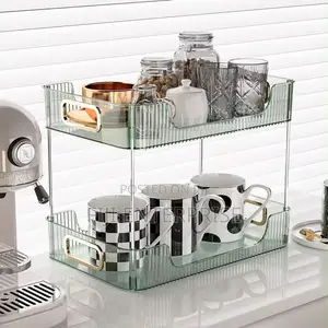 2-Tier Transparent Countertop Vanity Organizer