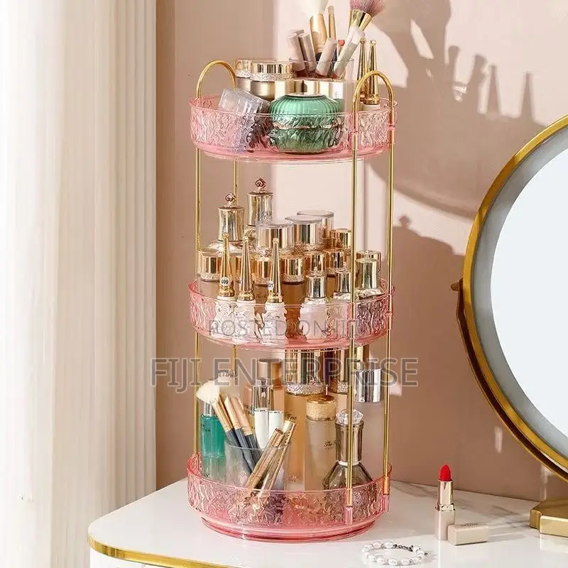 3-Layer 360° Rotating Luxury Makeup Skincare Organizer