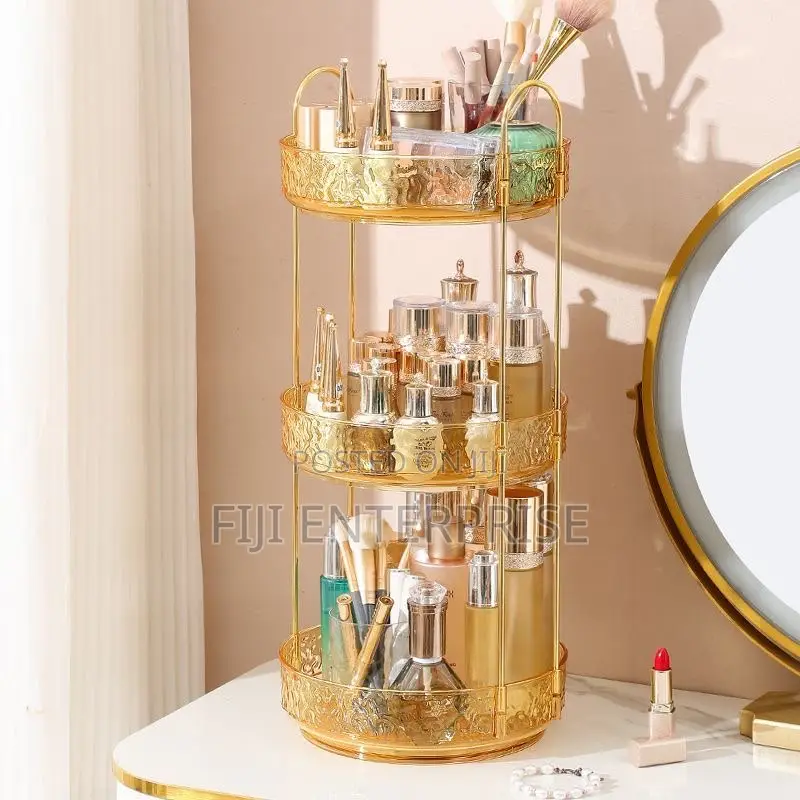 3-Layer 360° Rotating Luxury Makeup Skincare Organizer