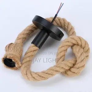 E27 Lamp Socket Vintage Adjustable Hemp Rope Hanging Light Kit