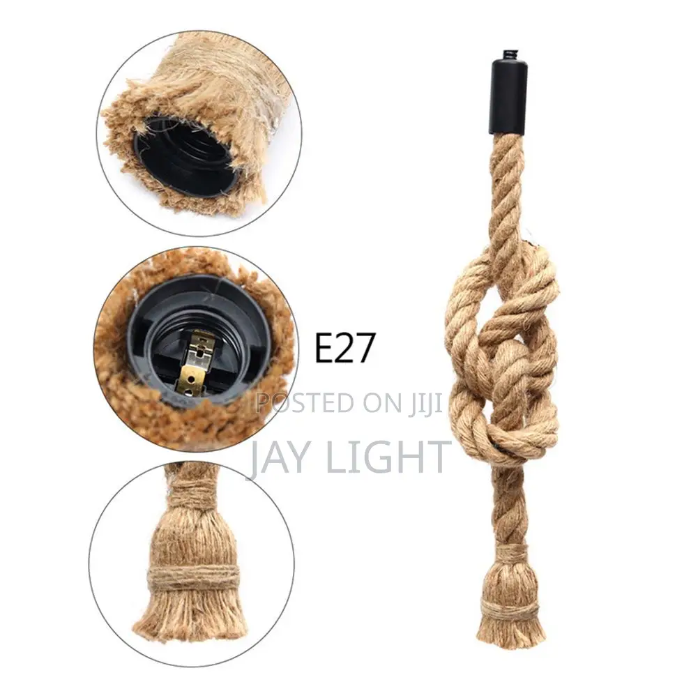 Vintage Adjustable Hemp Rope Hanging Light