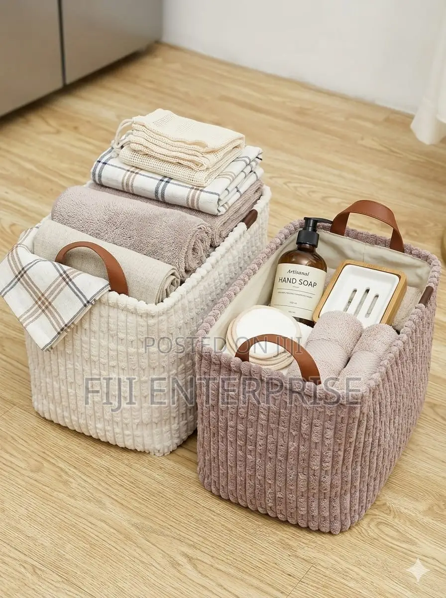 Corduroy Storage Basket – 38×27×28cm | Foldable