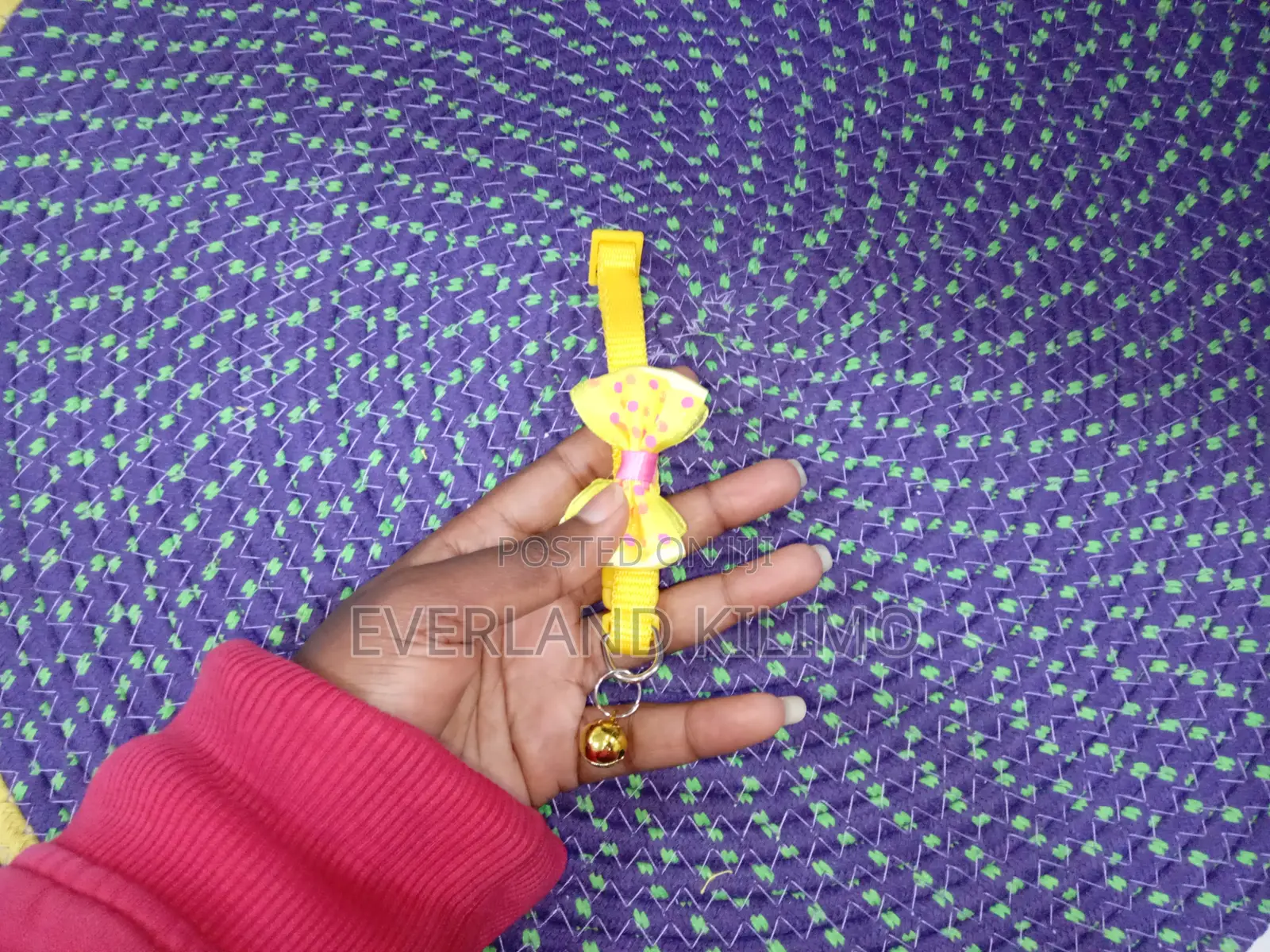 Yellow Collar With Bell and Bow for Cats