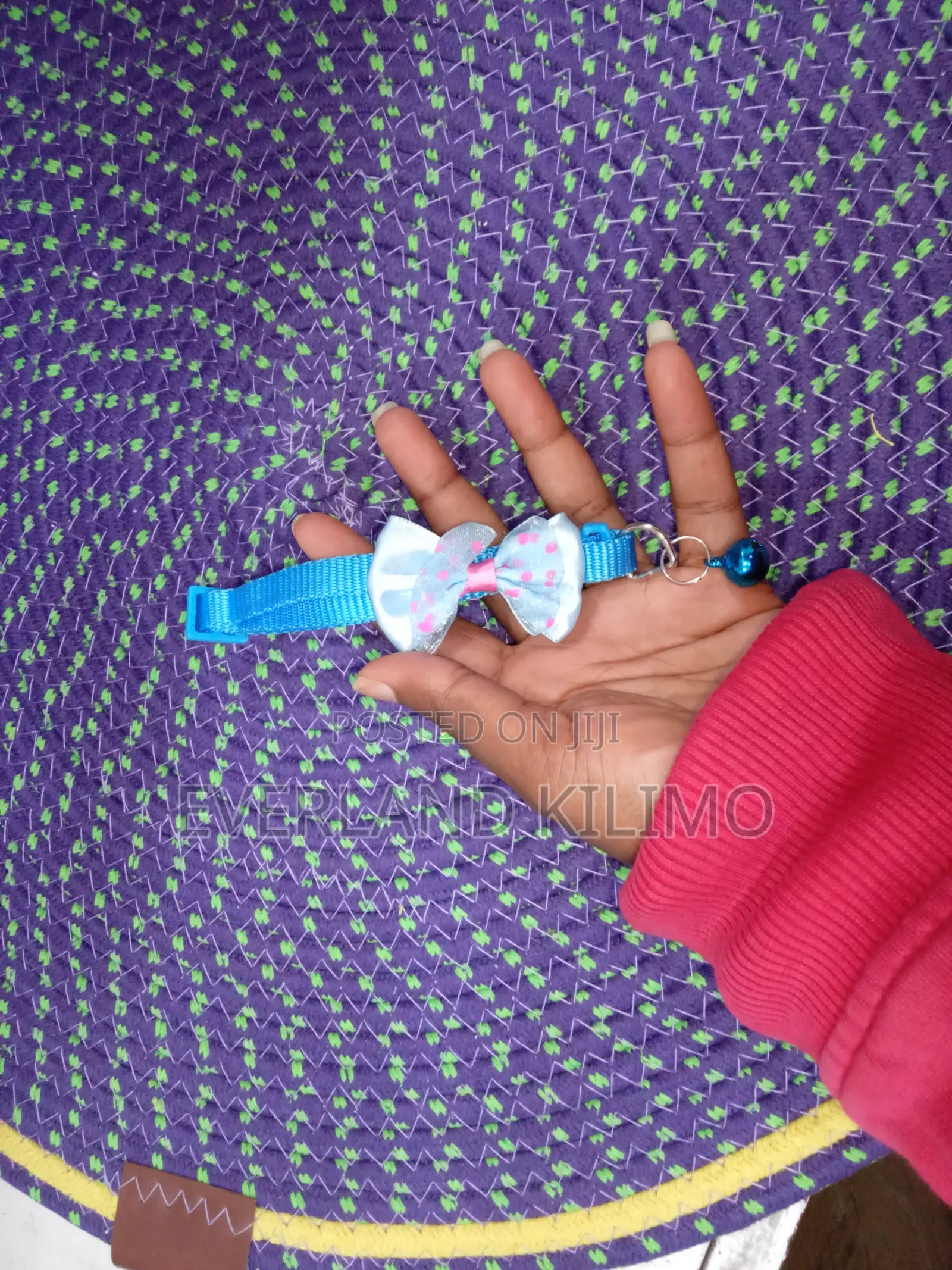 Blue Pet Collar With Bell and Bow for Small Dogs