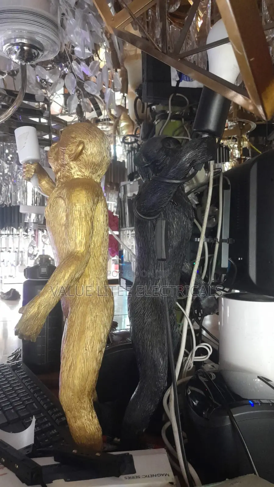 Standing Monkey Light Lamp Black /Gold