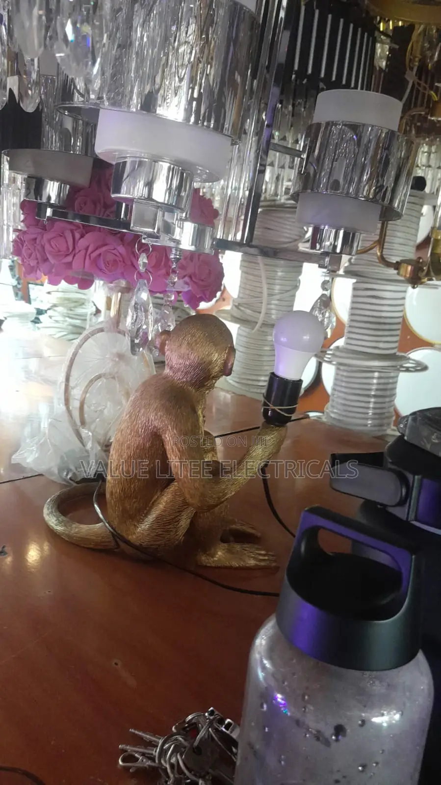 Sitting Monkey Light Lamp Black/Gold
