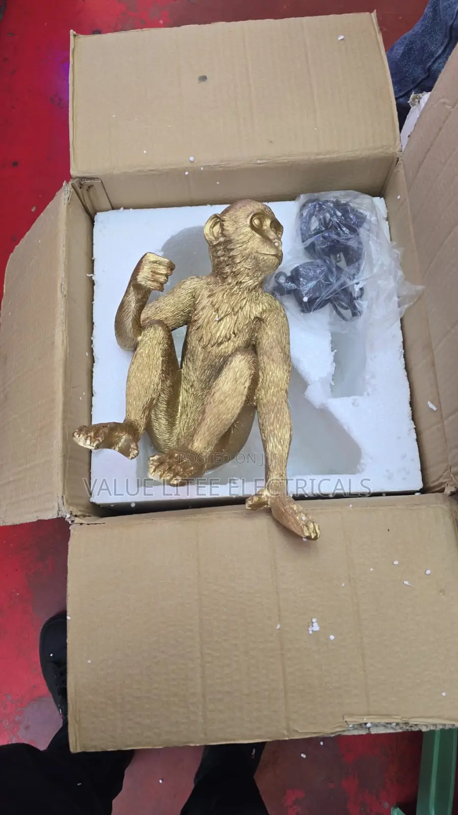 Sitting Monkey Light Lamp Black/Gold
