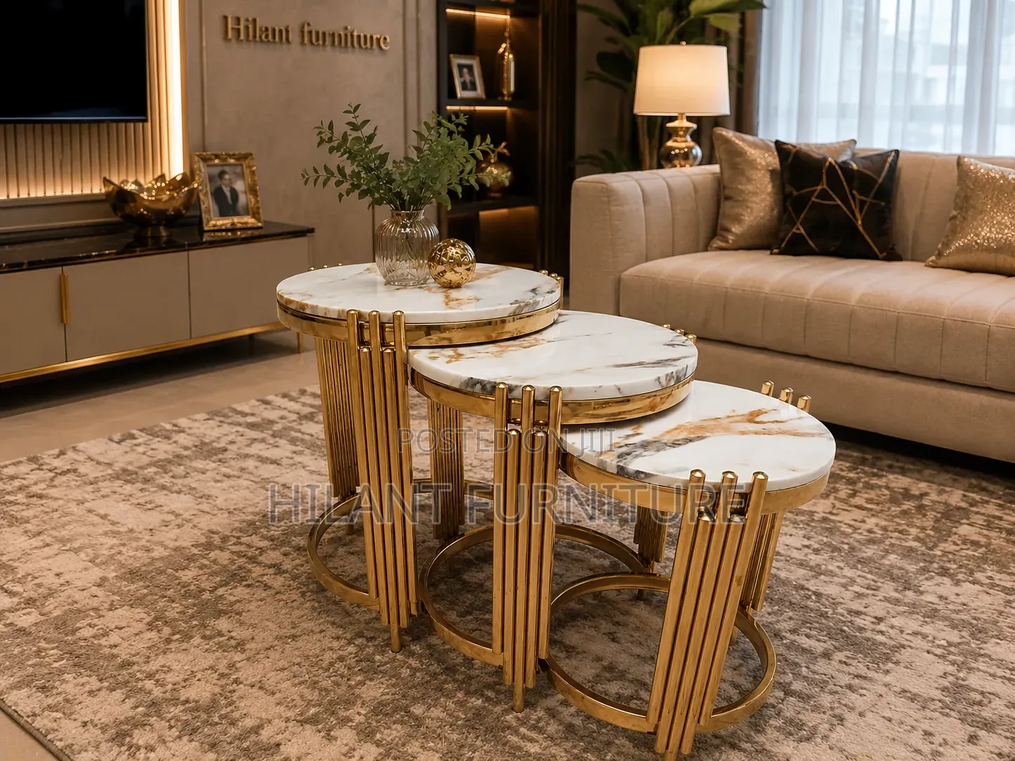 Marble Top 3 PCS Nesting Stools