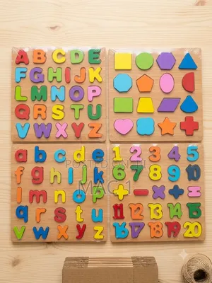 3D Wooden Capital Letters Alphabet Puzzle Board for Kids