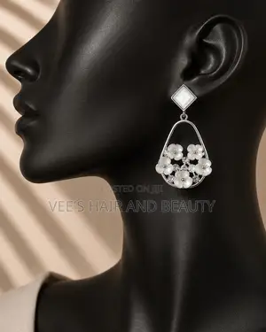 Silver Floral Earrings | Crystal Statement Earrings | Women's Jewelry